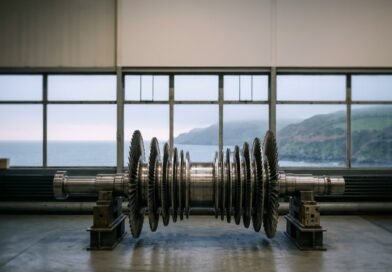 Wylfa SMR site on the Anglesey coast with turbine hall components, representing Project Gwyndod